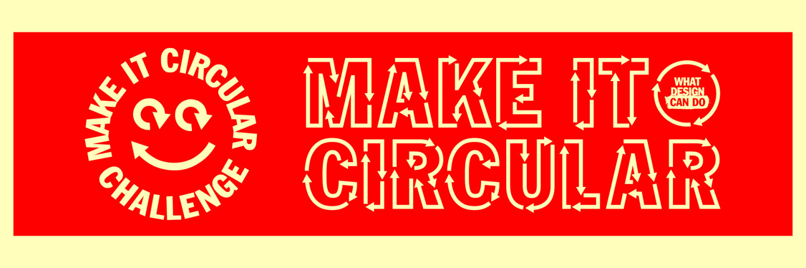 Make it Circular (Döngüsel Tasarla) küresel tasarım yarışması hakkında kırmıza beyaz grafik tasarımı 