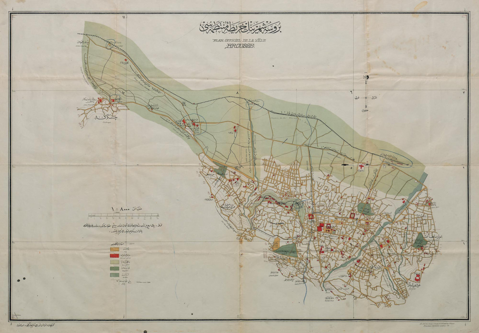 Bursa Şehrinin Harita-i Manzûmesi,1920’ler / Keşfiyat ve İnşaat Türk Anonim Şirketi, İstanbul / Salt Araştırma, Harita Arşivi